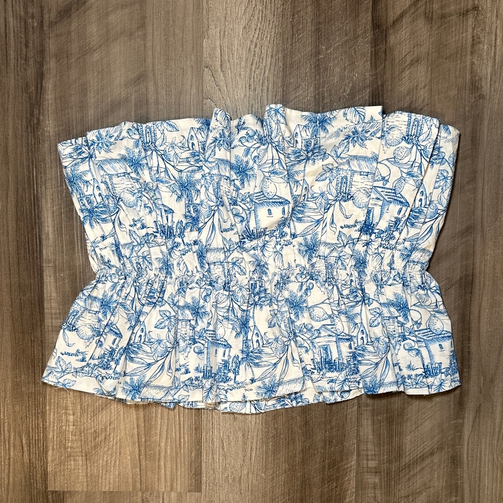 Skies Are Blue Magnolia Pleated Strapless Top - Small